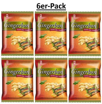 Produktbild von 6er-Pack Gingerbon Ingwer-Pfefferminz-Bonbons 125g
