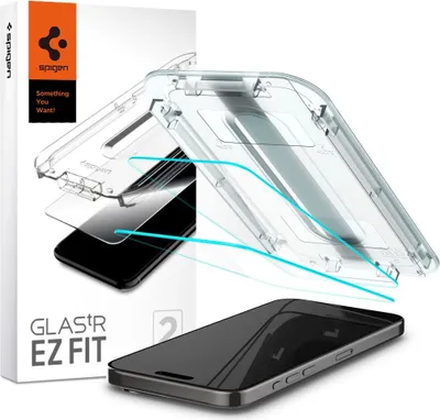 Produktbild von Spigen EZ Fit Screen protector vhodný pro iPhone 15 Pro Max s instalačními nástroji - 2 kusy