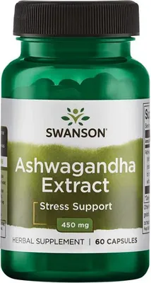 Obrázok produktu pre Ashwagandha extrakt 450 mg 60 kapsúl Swanson Health Products