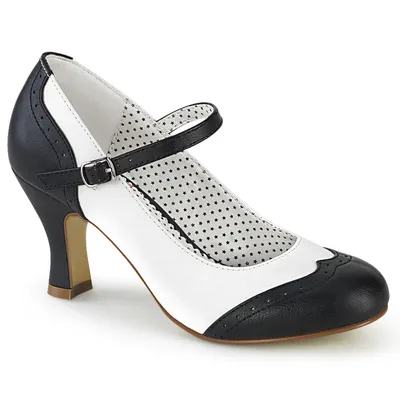 Obrázok produktu pre FLAPPER-25 dámske lodičky značky Pin Up Couture, čierno-biele EU 41, US 11
