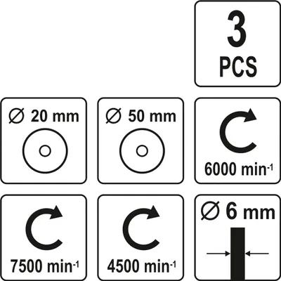 Zdjęcie produktu dla Yato YT-4755, Zestaw szczotek drucianych, 6 mm, Stal, 7500 RPM, 3 szt.
