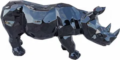 Produktbild von Casa Padrino Luxus Dekofigur Nashorn Schwarz 80 x H. 38 cm - Wohnzimmer Deko Skulptur - Gartendeko Skulptur - Wetterbeständige Tierfigur