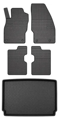 Image de Tapis en caoutchouc + bac de coffre pour Opel Corsa F 2019- (coffre standard) – 5 pièces, noirs, sur mesure