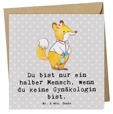 Produktbild von Mr. & Mrs. Panda doppelkarte Gynäkologin Herz - Grau Pastell - Geschenk, Spruch, Frauenarzt nach Geburt, anlasskarte, Klappkarte, Lustig, Glückwunschkarte, Beruf, Witzig