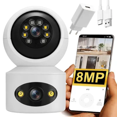 Produktbild von Dual WLAN Überwachungskamera Innen 8 MP, PTZ, 4-fach Digitalzoom, Personenerkennung, Nachtsicht, 2-Wege-Audio