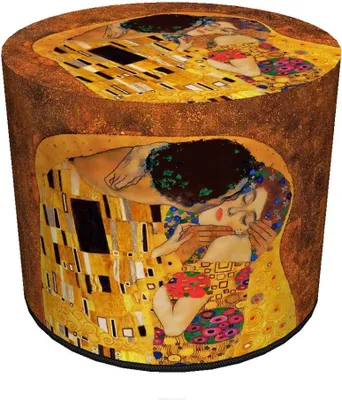 Produktbild von Bertoni Deko- Pouffe | Hocker | Stoffhocker | Ottomane | Sitzpouffe | D40 x 40 cm | Pouffe für Garten oder Wohnzimmer | Druck Kiss