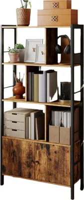 Immagine prodotto di Libreria vintage con 4 ripiani – legno/metallo – salvaspazio – 30 x 74 x 154,5 cm
