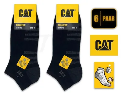 Produktbild von 6 Paar CAT CATERPILLAR LIGHT WORK SNEAKER SOCKEN Kurze ArbeitsSneaker in Größe 39-42 und Schwarz Arbeitssocken Füßlinge Strümpfe dünne kurz Socken