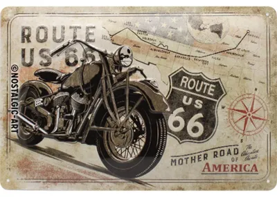 Produktbild von Nostalgic-Art - Blechschild 20 x 30cm - US Highways - Route 66 Bike Map