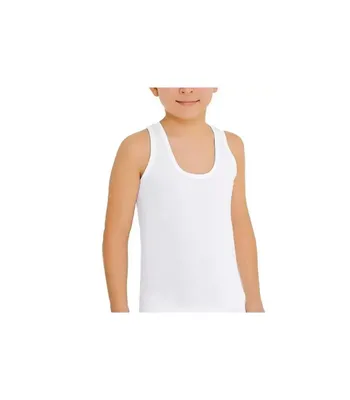 Immagine prodotto di 3 pacchetti di magliette per ragazzi bianche 3a taglia (5-6 anni) Canotta a costine sottili sotto le ascelle K-70