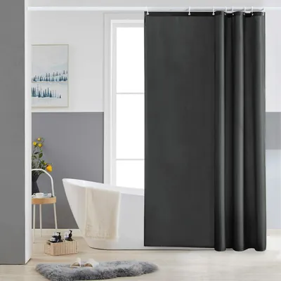 Produktbild von Dunkelgraues Anti-Schimmel-Duschvorhang aus Polyester - Wasserdicht und Waschbar - 120x200cm - 8 Duschvorhanghaken enthalten