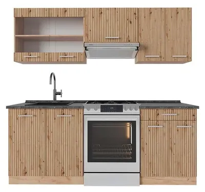 Produktbild von Küchenzeile Vicco R-Line Artisan-Eiche/Goldkraft Eiche 200 cm , AP Anthrazit, Model 48921