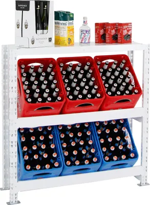 Produktbild von Getränkekistenregal Tegernsee XL Weiß | HxBxT 110x110x30cm | 6 Kästen + Board