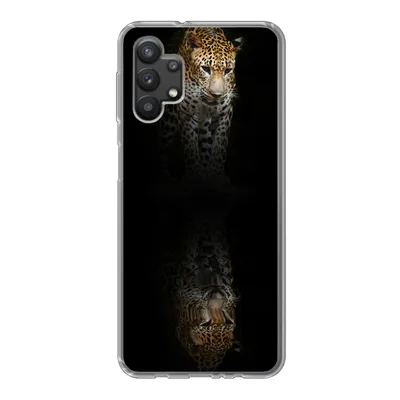 Produktbild von MuchoWow® Handyhülle Schutzhülle Hülle für Samsung Galaxy A32 5G Leopard - Reflexion - Schwarz Silikon Softcase Handy Hülle - Softcase