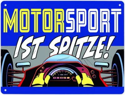 Produktbild von Motorsport ist spitze! Rennwagen Metallschild XL in 21x28 cm in blau
