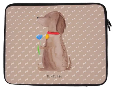 Produktbild von Mr. & Mrs. Panda Laptop Tasche Hund Blume 33 x 42 cm - Hundeglück - Geschenk, Sprüche, Hundeliebe, Hunde, Notebook, Hülle, Laptoptasche, Hundemama, Case