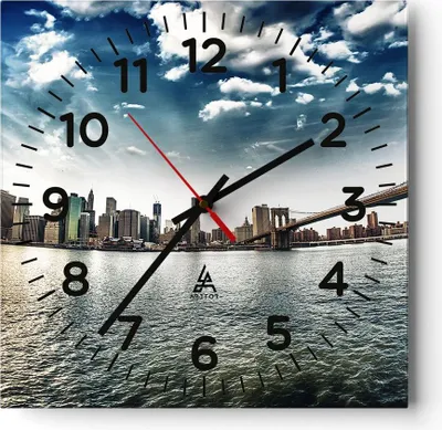 Produktbild von Wanduhr - Quadrat - Glasuhr - Amerika wohnung architektur gebäude - 40x40cm - Schleichendes Uhrwerk - Lautlos - zum Aufhängen bereit - Dekoration Modern - Wanddekoration aus Glas - C4AC40x40-2430
