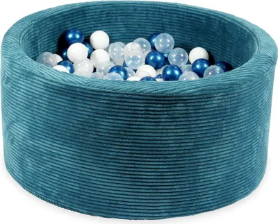 Produktbild von Trockenbecken 90x40 Corduroy blau mit 300 Bällen: transparent, metallic blau, weiß