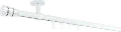 Produktbild von SN Deco Gardinenstange Innenlauf Rennes, 19 mm, 1-läufig, Stahl, Komplett-Set mit Ringen, Profildeckentrager, 300 cm, weiß