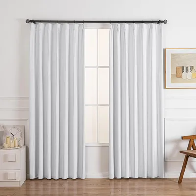 Produktbild von 2 Paneele Verdunkelungsvorhang Leinen Vorhang Raumteiler Thermo Gardinen mit Haken und Ringen für Schlafzimmer, Wohnzimmer, BxH:102x244cm