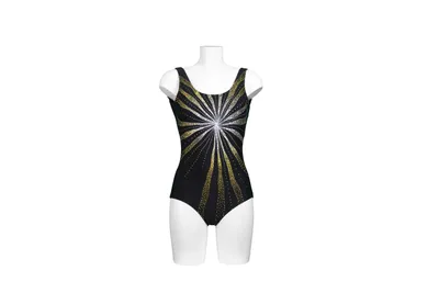 Produktbild von Pacific Fashion Badeanzug  Schwarz-Gold Frontprint  31060, Gr. 46 D