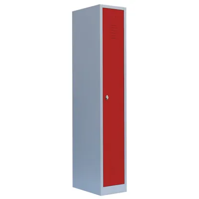 Produktbild von Spind Garderobenschrank Stahlschrank Metallschrank Kleiderspind 1800 x 315 x 500 mm Lichtgrau/Rot, Grau