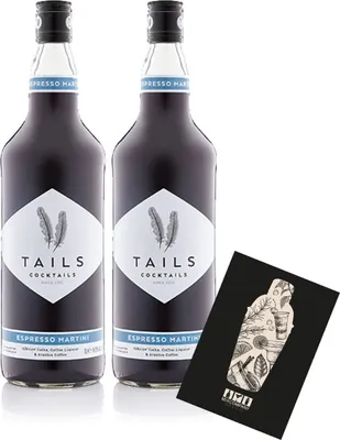 Produktbild von Tails Cocktails 2er Set Espresso Martini 2x 1L (14,9% Vol) Fertig Cocktail Ready to Drink Mit Mixcompany Grußkarte- [Enthält Sulfite]