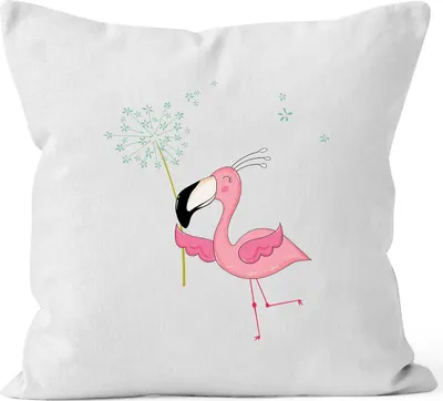Produktbild von Kissen-Bezug Flamingo Pusteblume Dandelion Kissen-Hülle Deko-Kissen Baumwolle MoonWorks® weiß unisize