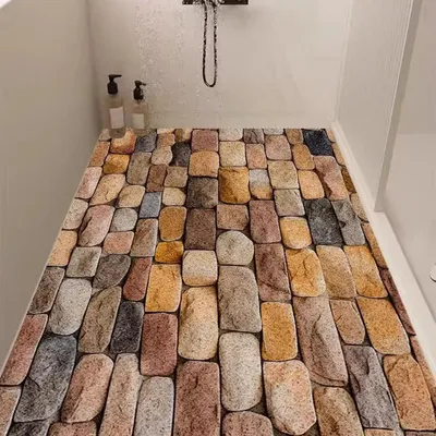 Zdjęcie produktu dla Mata pod prysznic antypoślizgowa, 90x90 cm, PVC, wzór 3D, otwór odpływowy, szybkoschnąca