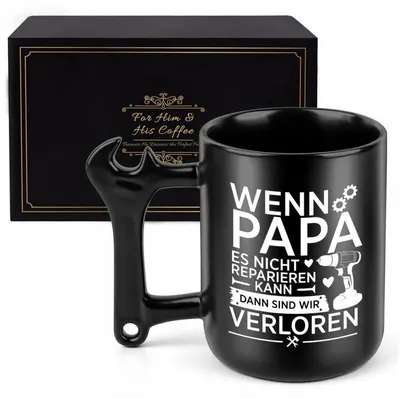 Produktbild von Kaffeetasse mit Hammergriff 350ml Keramik Geschenk für Papa
