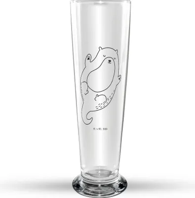 Produktbild von Mr. & Mrs. Panda Bierglas Otter Umarmen - Transparent - Geschenk, Hallo, Trinkglas, Bierbecher, Glasbierglas, Bier Glas, gut Gelaunt, Glasbecher, Seeotter See, glücklich