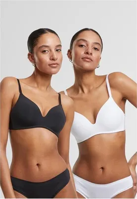 Obrázok produktu pre Dámská sportovní podprsenka Urban Classics Ladies Basic padded Bra 2-Pack black+white - 85B