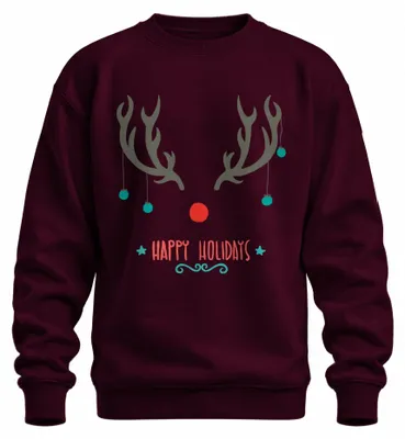 Imagen del producto de Jersey navideño uni, diseño "Rudolph con la nariz roja", color burdeos, talla S. Ideal como regalo de Navidad