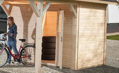 Productafbeelding van Opbergruimte voor carport, 181 x 270 cm, naturel