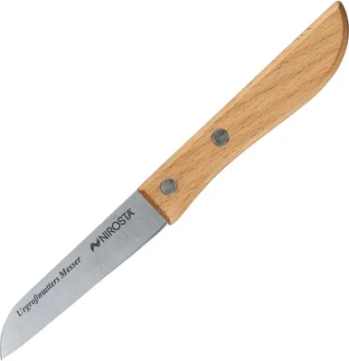 Produktbild von Fackelmann NIROSTA Urgroßmutters Messer PRAKTIKA, Küchenmesser aus Edelstahl, Schälmesser mit Holzgriff (Farbe: Braun/Silber)