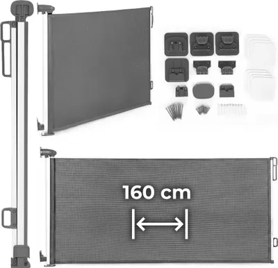 Imagen del producto de Puerta de seguridad retráctil para escaleras y puertas, 160 cm, color gris