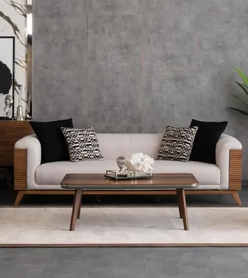 Produktbild von Sitzgruppe Sofa 3 Sitzer Couchtisch Tisch Couch Polster Wohnzimmer Beige