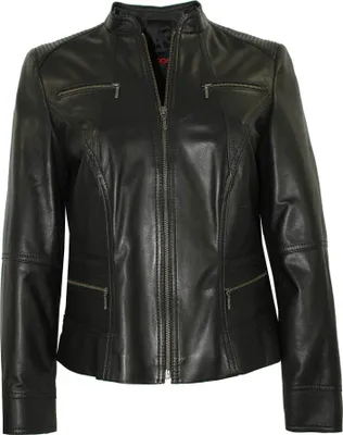 Produktbild von MADDOX - Damen Lederjacke Lammnappa schwarz : 48