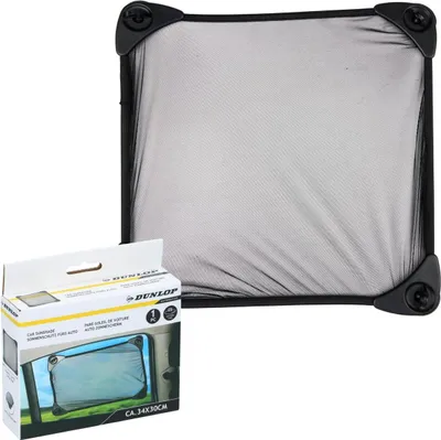 Zdjęcie produktu dla Osłona przeciwsłoneczna Dunlop z przyssawkami 34×30 cm – czarna osłona przeciwsłoneczna do samochodu