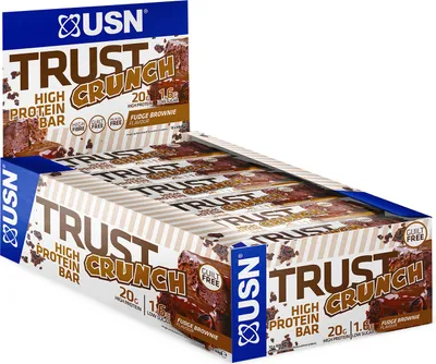 Produktbild von USN Trust Crunch Bars (12x60g) Fudge Brownie - Riegel - Protein-Riegel