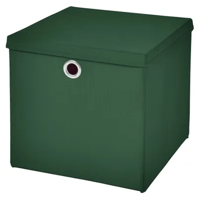 Produktbild von 1 Stück Dunkelgrün Faltbox 28 x 28 x 28 cm Aufbewahrungsbox faltbar mit Deckel