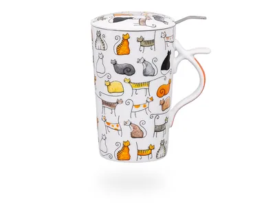 Produktbild von Kräuterteetasse doppelwandig / Teetasse mit Sieb und Deckel / Teebecher / Tasse Dodo 400ml aus Porzellan