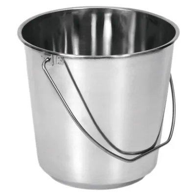 Produktbild von Orion Edelstahl Eimer 5 L, Silber, Höhe 20cm, Ø 23cm, lebensmittelecht, mit Trage- und Hängehenkel, leicht zu reinigen, Kücheneimer, Futtereimer, Milcheimer, 611g
