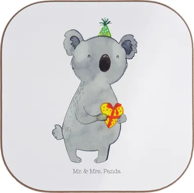 Produktbild von Mr. & Mrs. Panda Untersetzer Tasse Koala Geschenk - Weiß - Getränkeuntersetzer, Gläser, gläseruntersetzer, Geburtstag, Glas, Party, für, Coaster