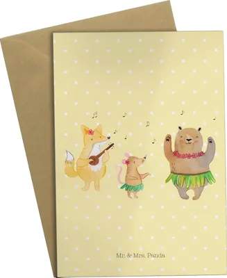 Produktbild von Mr. & Mrs. Panda jubiläumskarte Waldtiere Aloha - Gelb Pastell - Geschenk, Grußkarte, Igel, Wald, osterkarten, Musik, einladungskarten, dankeskarten, Lustige Sprüche, Bär