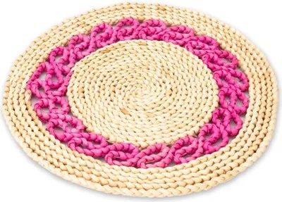 Produktbild von Tischset aus Maisstroh, rund, Durchmesser ca. 30 cm, in 4 Farben erhältlich | Deko-Untersetzer, Farbe:Muster pink