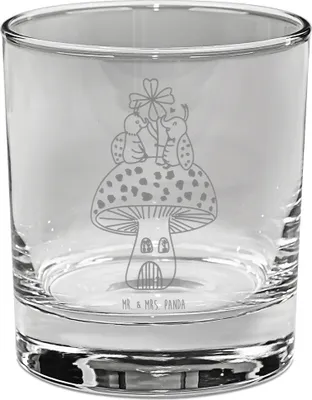 Produktbild von Mr. & Mrs. Panda Glas Marienkäfer Fliegenpilz - Transparent - Geschenk, Cocktailglas, Tumbler, Fleigenpilzhaus, Haus, Wohnung, Zuhause, Longdrinkglas, gravur, Gute Laune