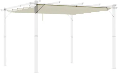 Image de Toile de remplacement pour pergola - Couverture extensible - Polyester - 250 x 255 cm - 10 trous d'évacuation - Crème