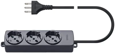 Produktbild von Vimar 01290.CC 3-fach Universalsteckdose + schwarzes Kabel