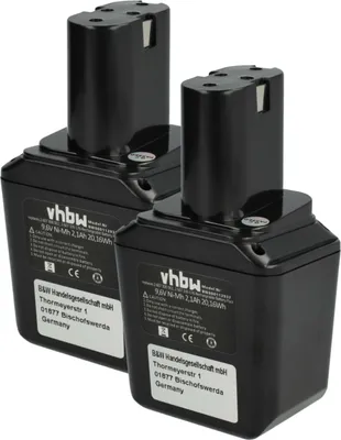 Produktbild von vhbw 2x Akku kompatibel mit Bosch GSR-Serie 1. Generation Werkzeug (2100 mAh, NiMH, 9,6 V)